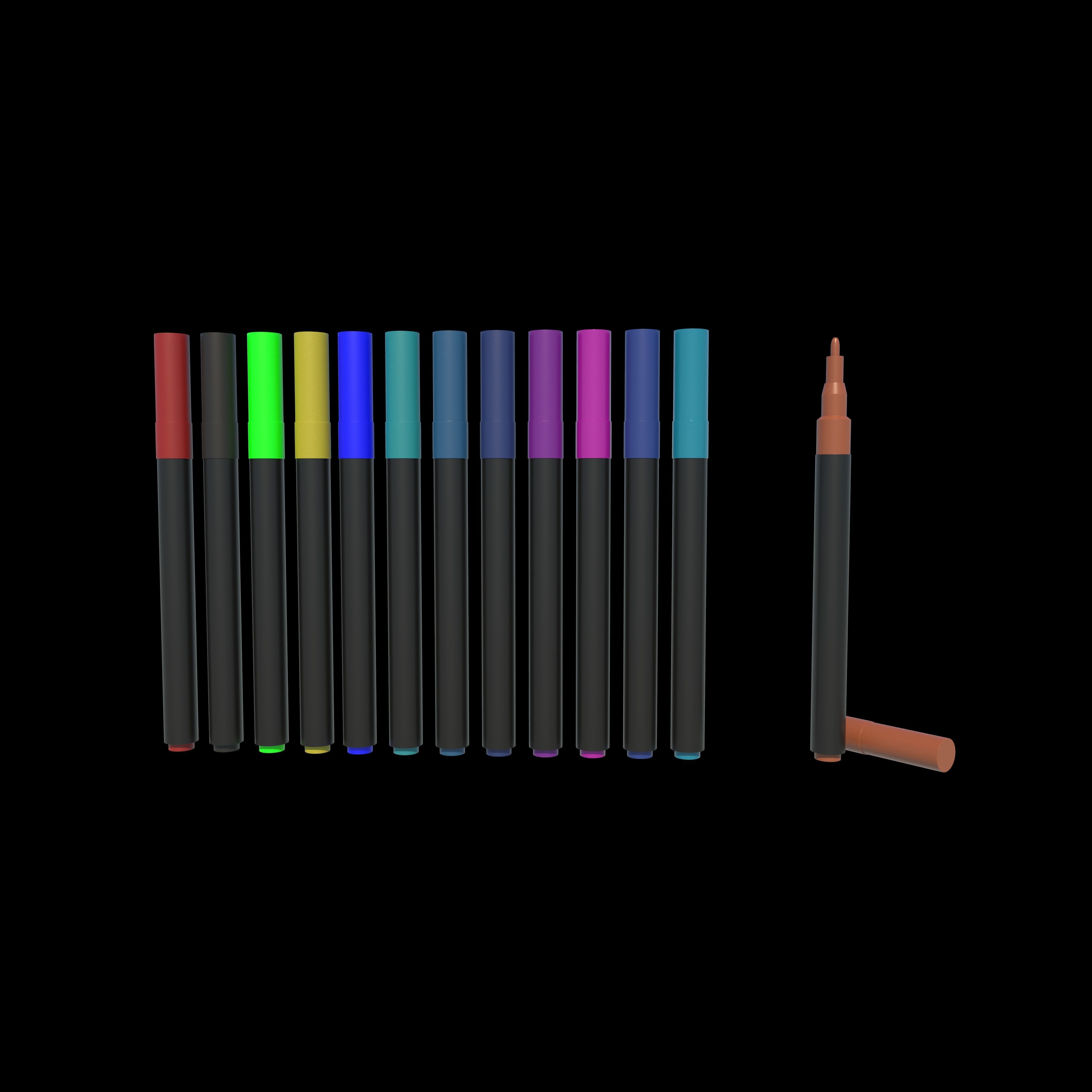 Double Line Pen 3D model_9