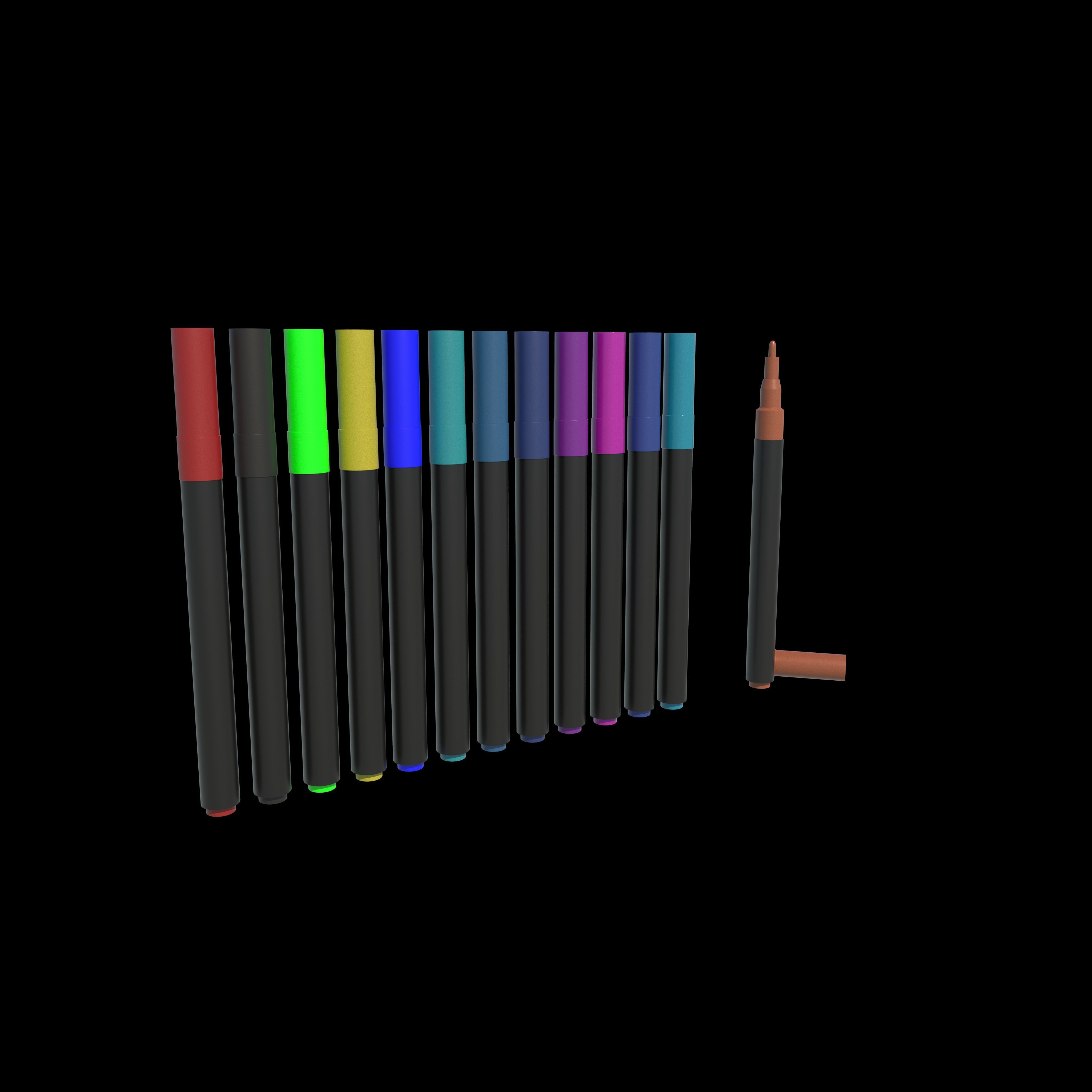 Double Line Pen 3D model_8