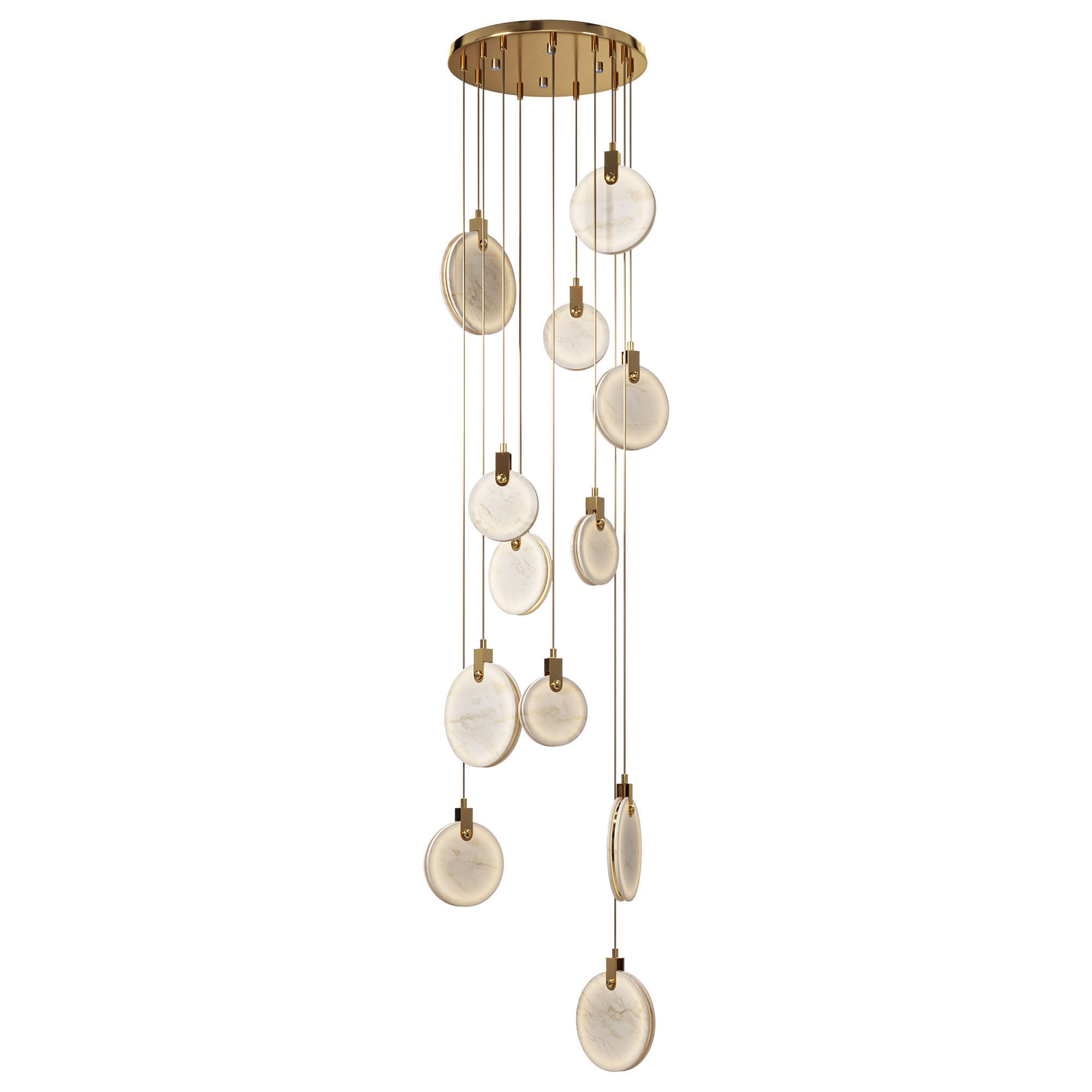 Moon Shadow Marble Chandelier 3D model_1
