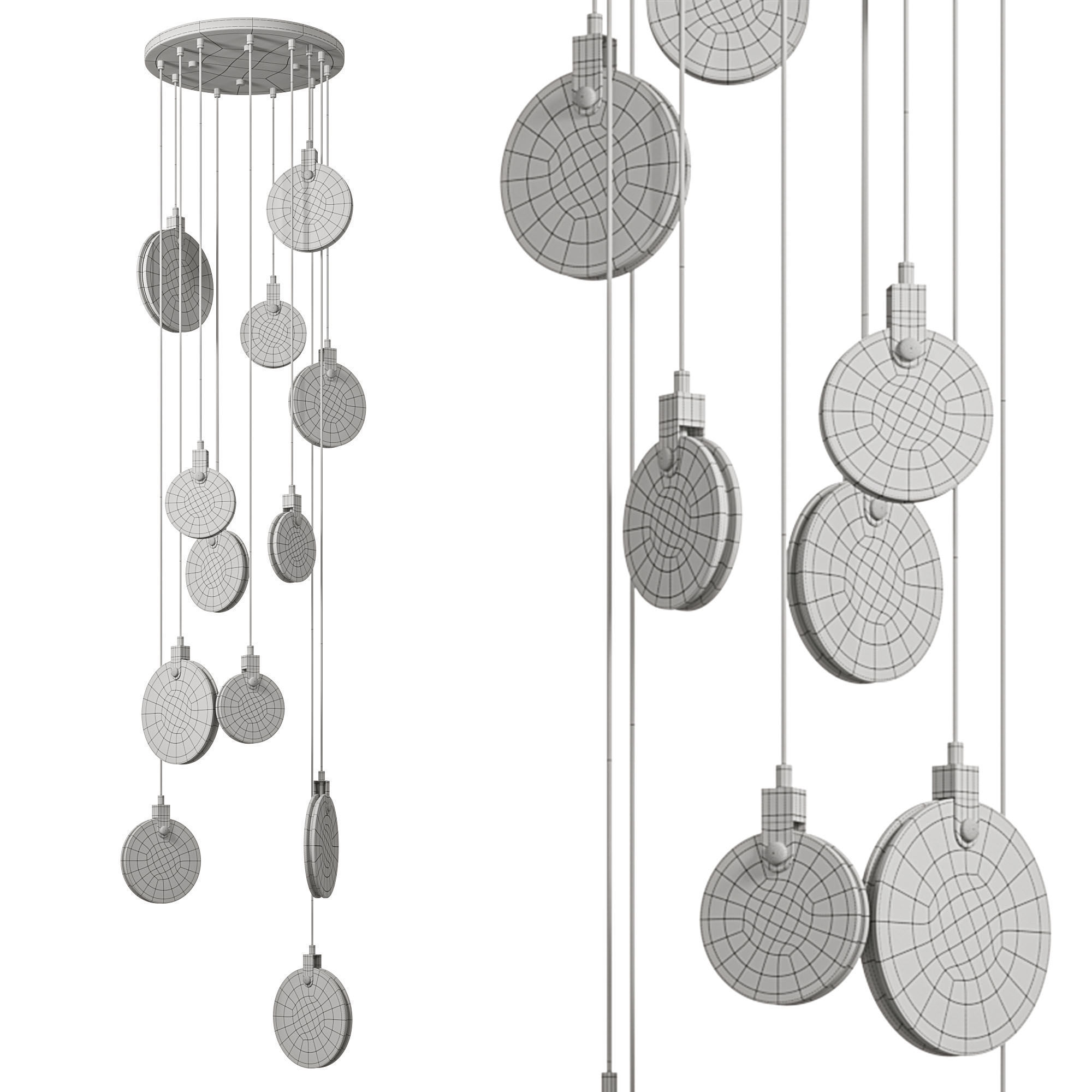 Moon Shadow Marble Chandelier 3D model_5