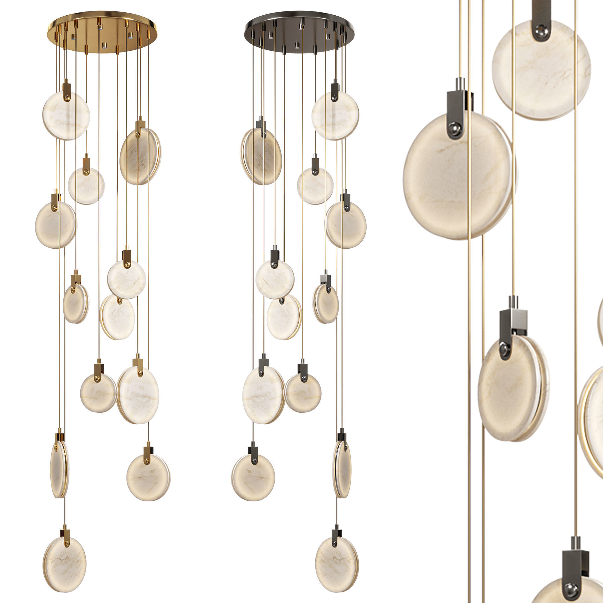 Moon Shadow Marble Chandelier 3D model_3