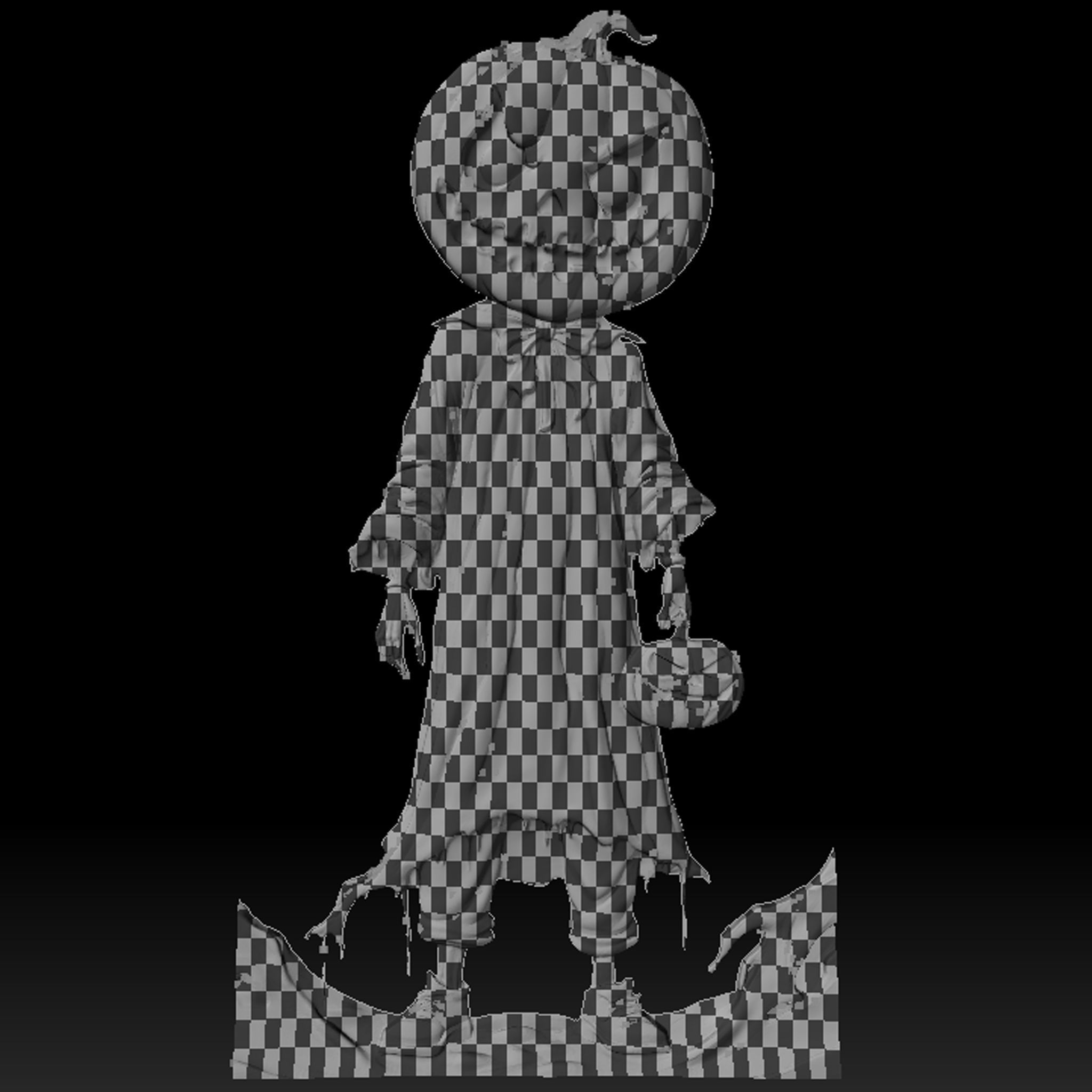 The Halloween Wandering Pumpkin STL file for 3d Printing or CNC 3D print model_13