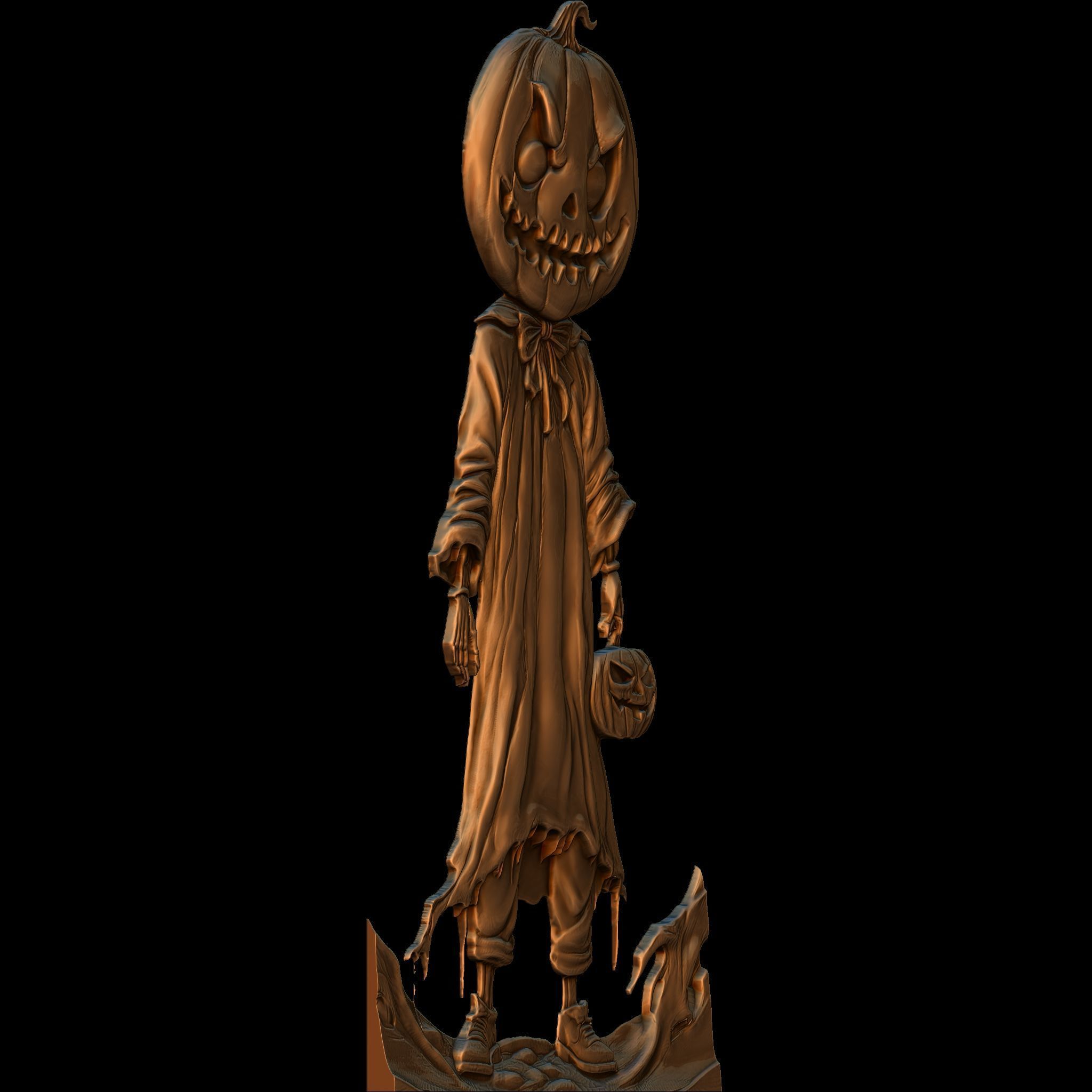 The Halloween Wandering Pumpkin STL file for 3d Printing or CNC 3D print model_3