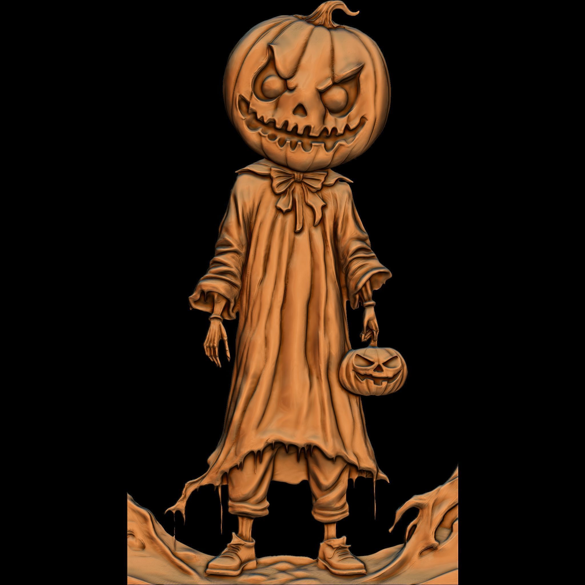 The Halloween Wandering Pumpkin STL file for 3d Printing or CNC 3D print model_1