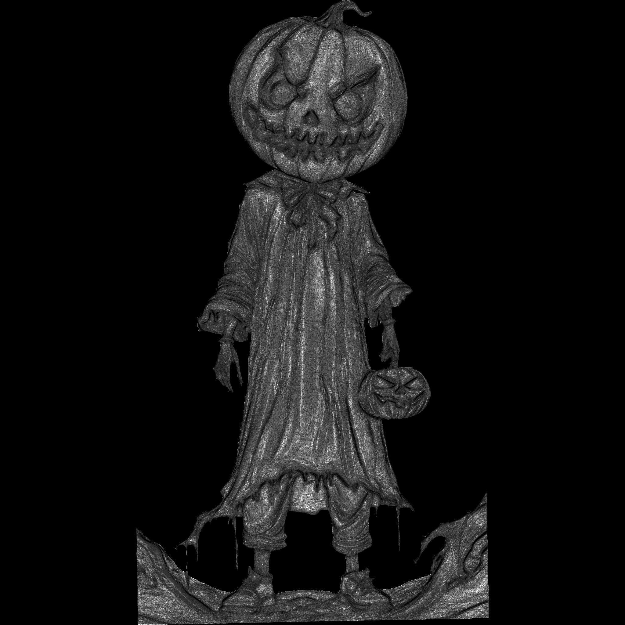 The Halloween Wandering Pumpkin STL file for 3d Printing or CNC 3D print model_11