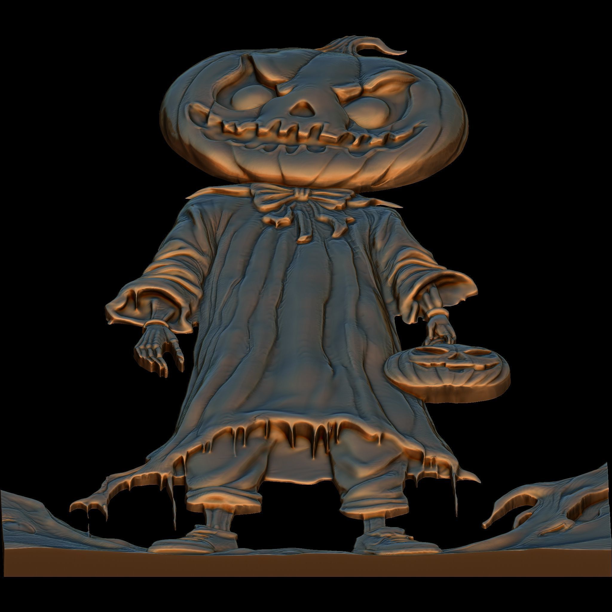 The Halloween Wandering Pumpkin STL file for 3d Printing or CNC 3D print model_7