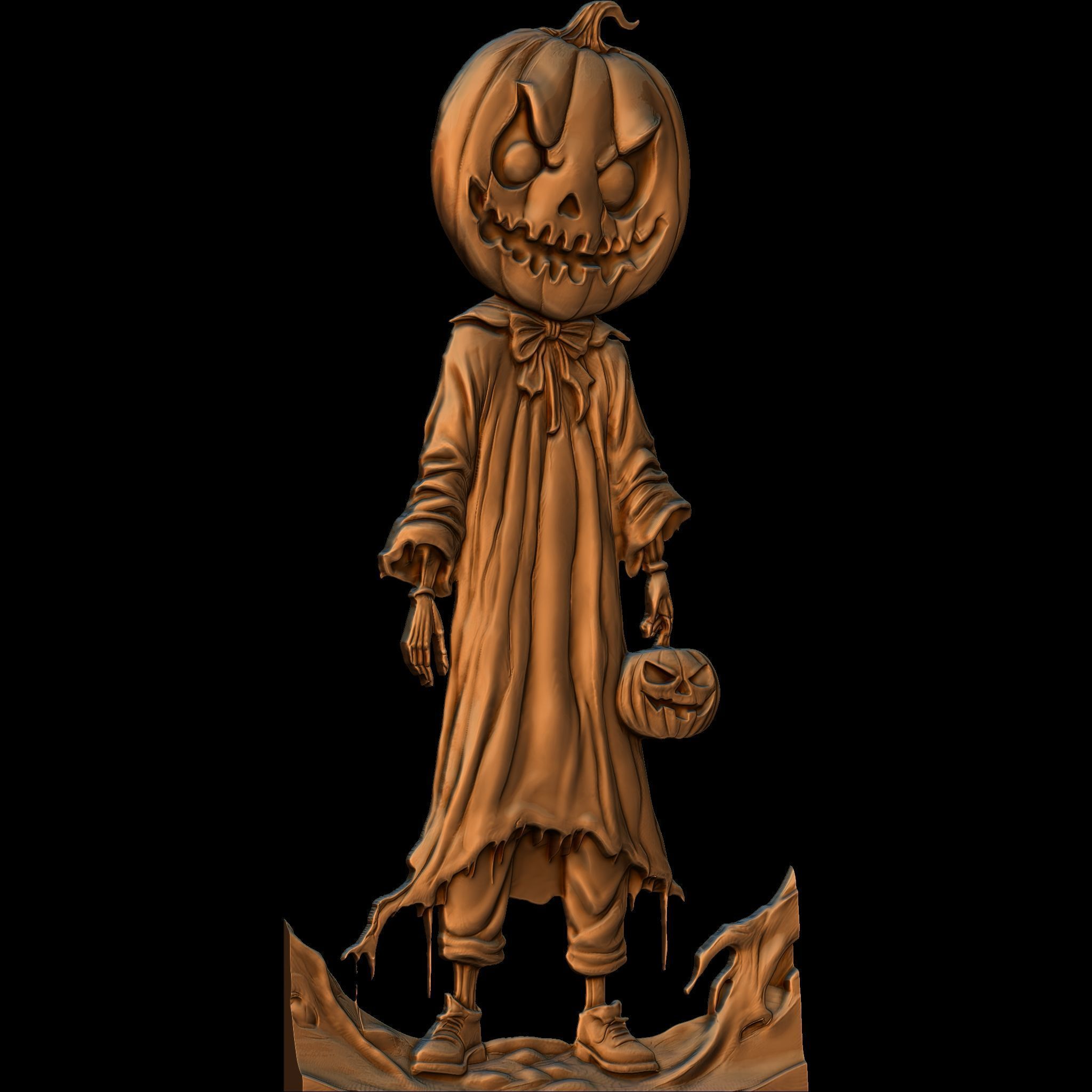 The Halloween Wandering Pumpkin STL file for 3d Printing or CNC 3D print model_2