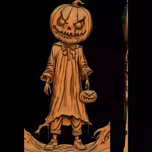 The Halloween Wandering Pumpkin STL file for 3d Printing or CNC