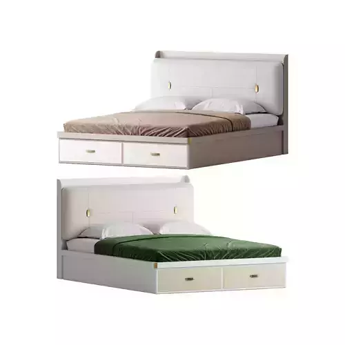 White Wooden Luxury Leather Upholstered Bed