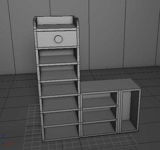 cupboard furniture Low-poly 3D model_8