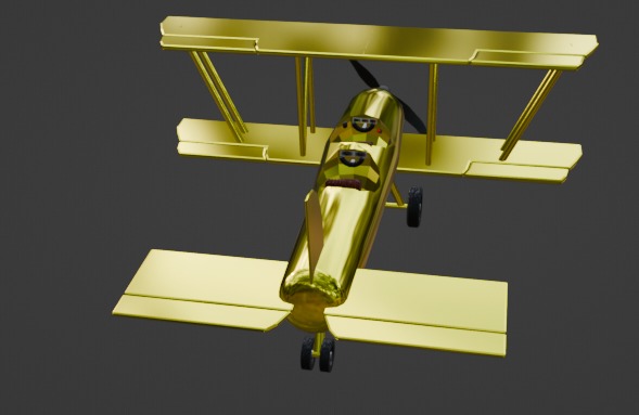 Golden Plane Low-poly 3D model_4