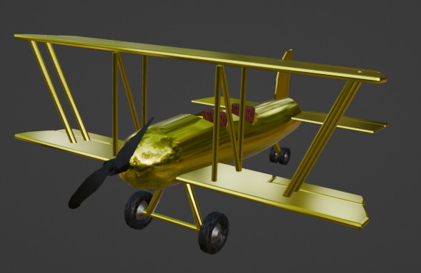 Golden Plane Low-poly 3D model_2