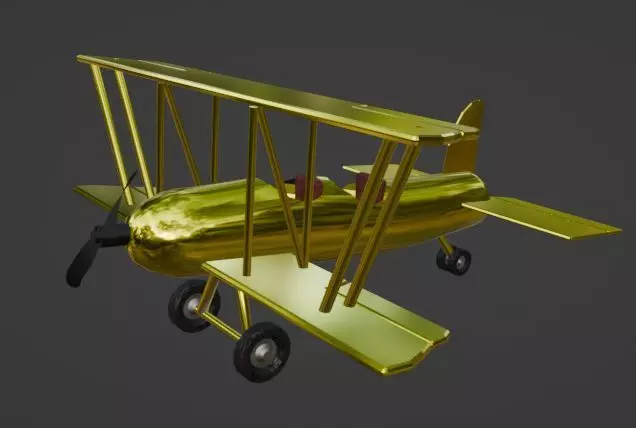 Golden Plane Low-poly 3D model_0