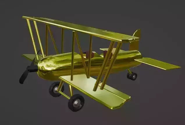 Golden Plane Low-poly 3D model