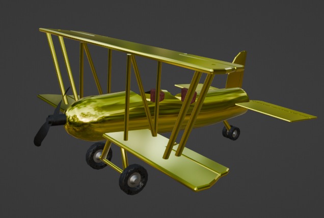 Golden Plane Low-poly 3D model_1