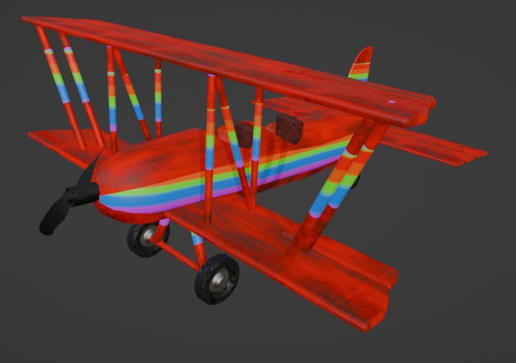 Rainbow plane Low-poly 3D model_1
