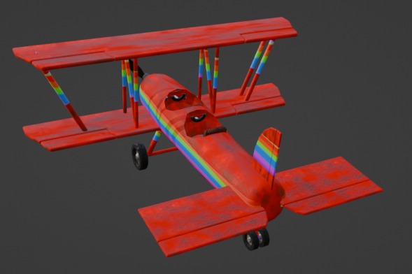 Rainbow plane Low-poly 3D model_3