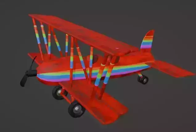 Rainbow plane Low-poly 3D model