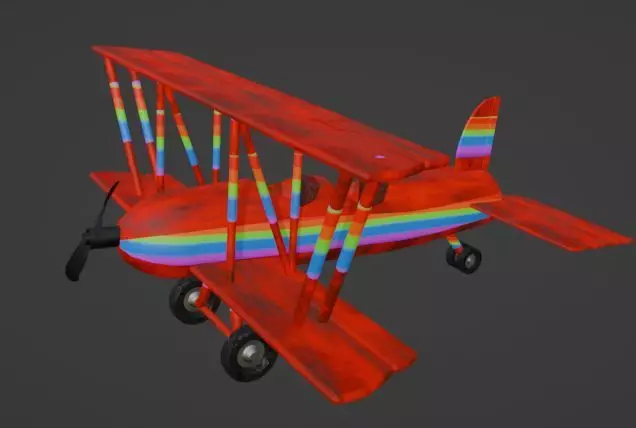Rainbow plane Low-poly 3D model_0