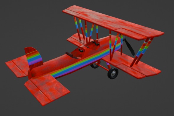Rainbow plane Low-poly 3D model_2