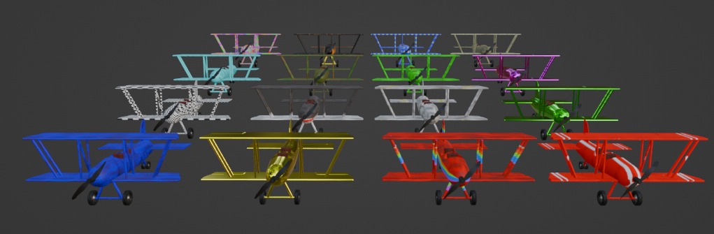 Blue Plane Low-poly 3D model_5