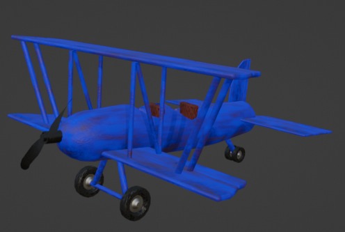 Blue Plane Low-poly 3D model_4
