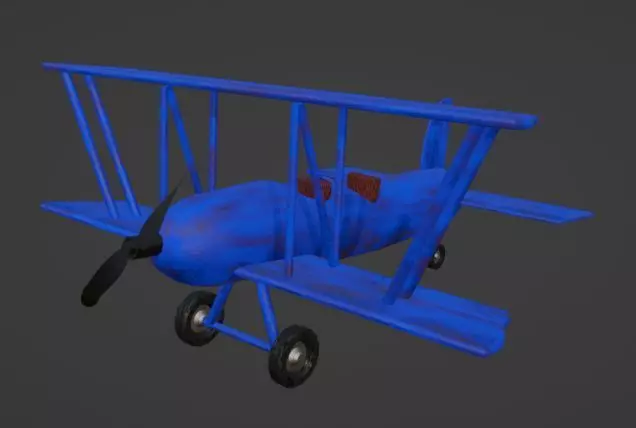 Blue Plane Low-poly 3D model_0