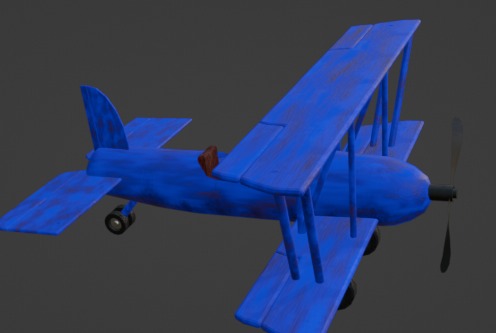 Blue Plane Low-poly 3D model_3