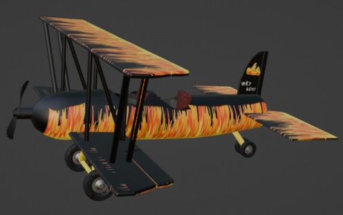 Fireplane Low-poly 3D model_1
