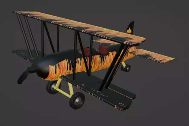 Fireplane Low-poly 3D model_0