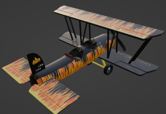 Fireplane Low-poly 3D model_2