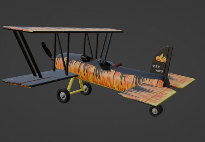 Fireplane Low-poly 3D model_3