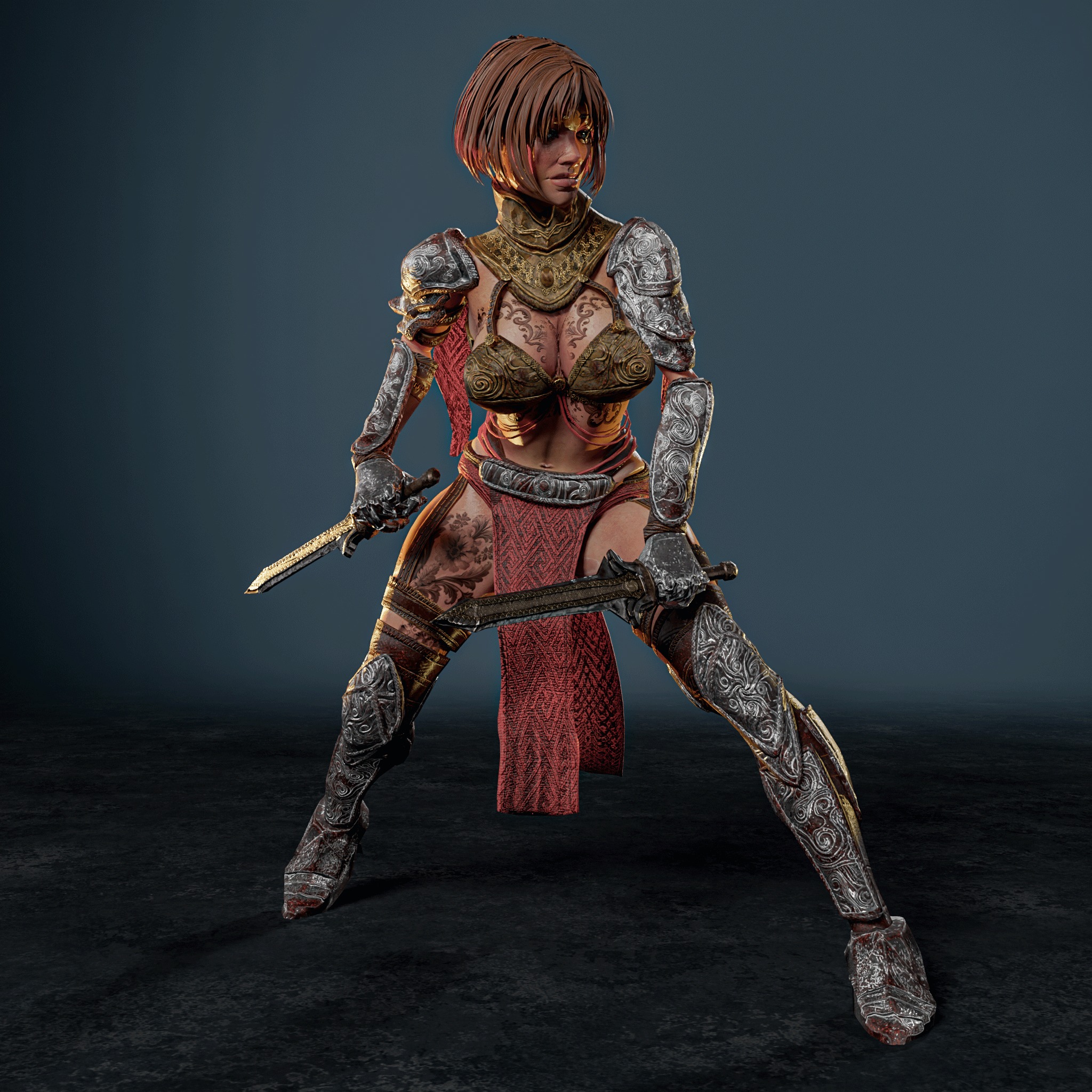 Woman Fighter - Eldaria Universe - Unreal Engine 5 and Blender Low-poly 3D model_6