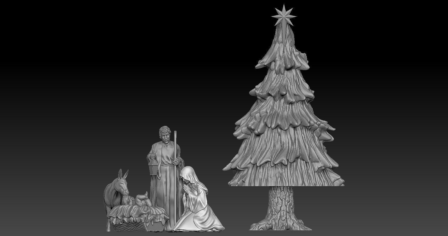 Nativity Crib figures 3D print model HOLY FAMILY STATUE 3D print model_3