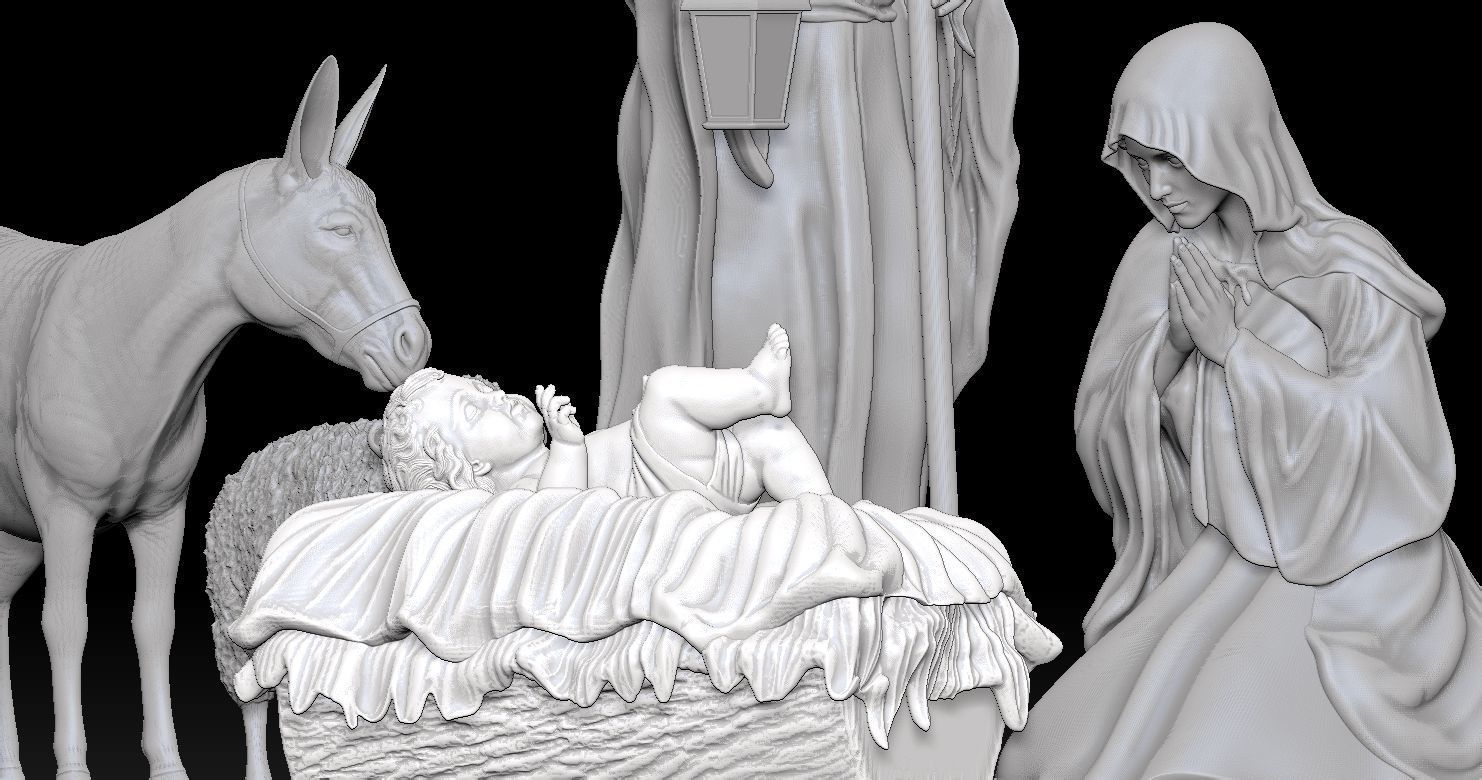 Nativity Crib figures 3D print model HOLY FAMILY STATUE 3D print model_1