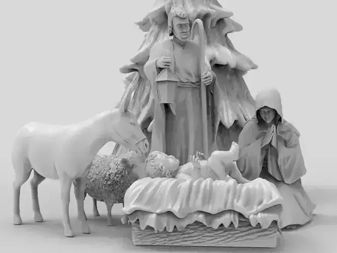 Nativity Crib figures 3D print model HOLY FAMILY STATUE 3D print model