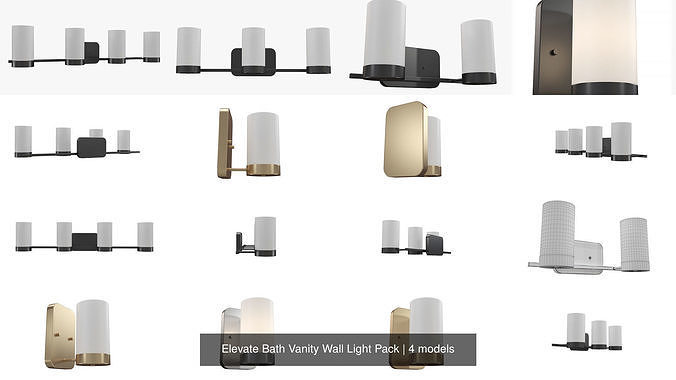 Elevate Bath Vanity Wall Light Pack 3D Model Collection