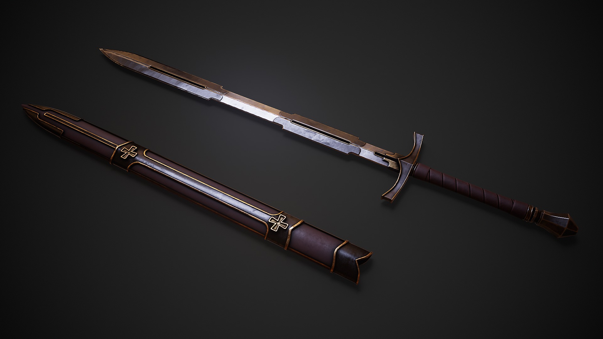 Incursion - Inquisitor Longsword Low-poly 3D model_3