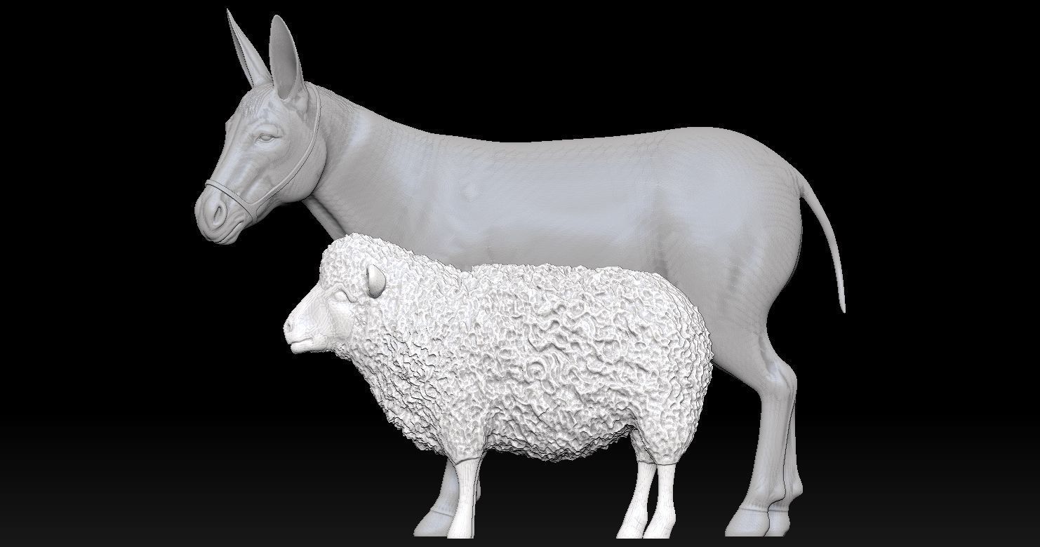 Sheep and Donkey Family Model Print 3D 3D print model_4