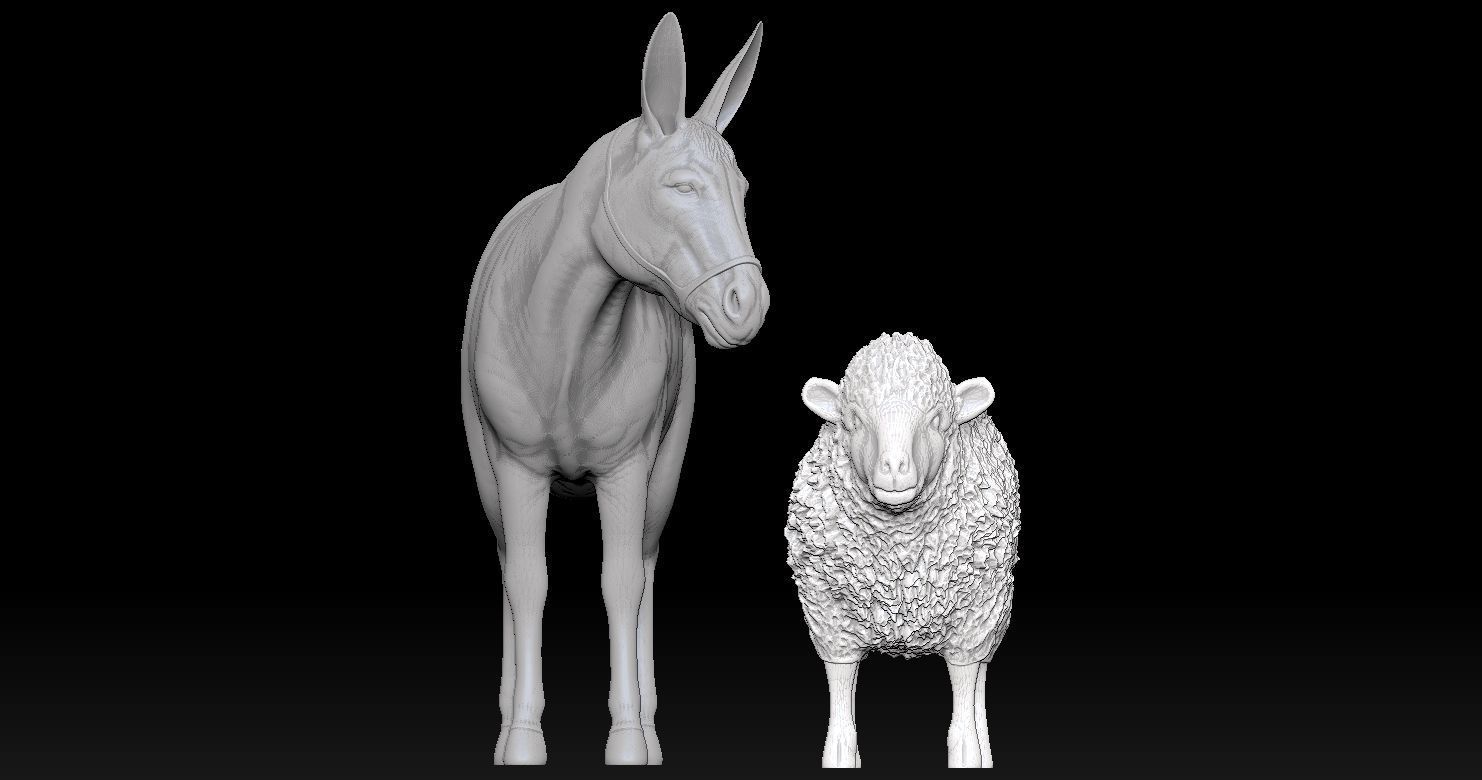 Sheep and Donkey Family Model Print 3D 3D print model_3