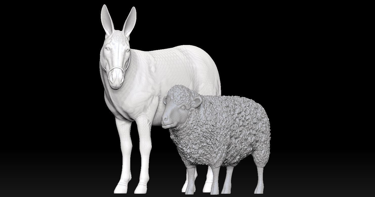 Sheep and Donkey Family Model Print 3D 3D print model_1