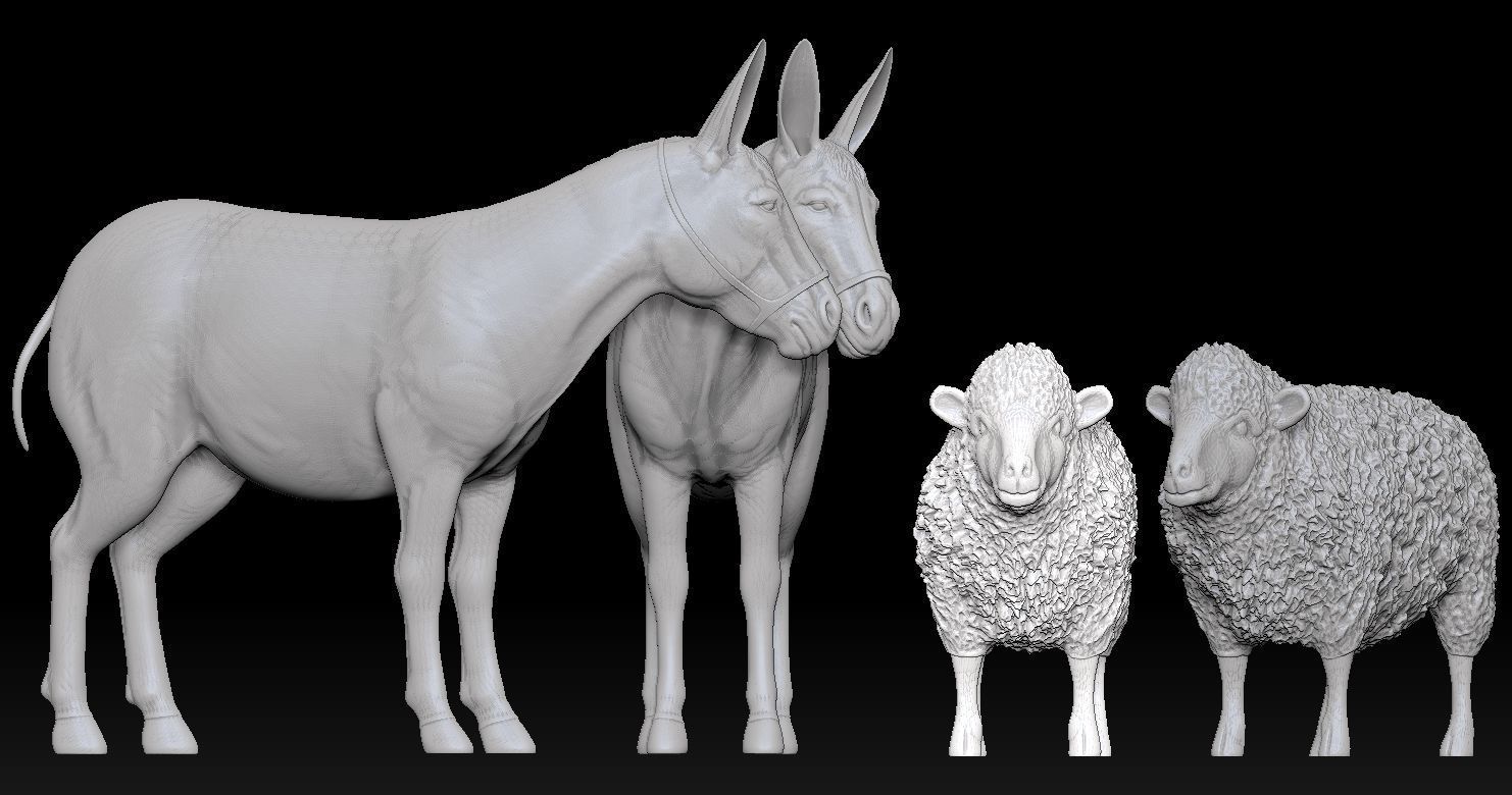 Sheep and Donkey Family Model Print 3D 3D print model_2