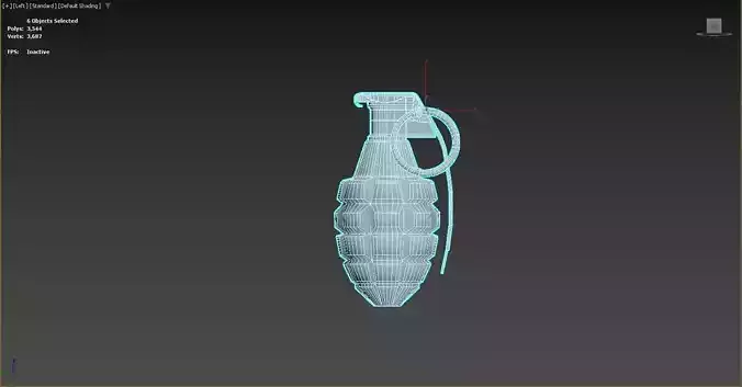 3D wireframe model of a hand grenade Low-poly 3D model