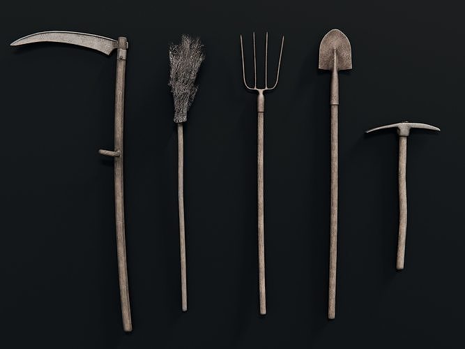farm tools Low-poly 3D model