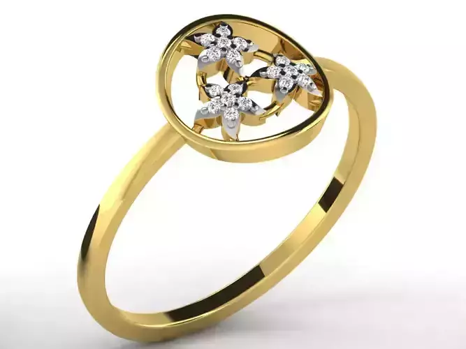 Light Weight Yellow Gold Diamond Ring DR-6139