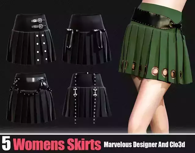 5 Womens Skirts In Marvelous Designer 