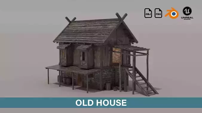 Wooden Old House Low-poly 3D model