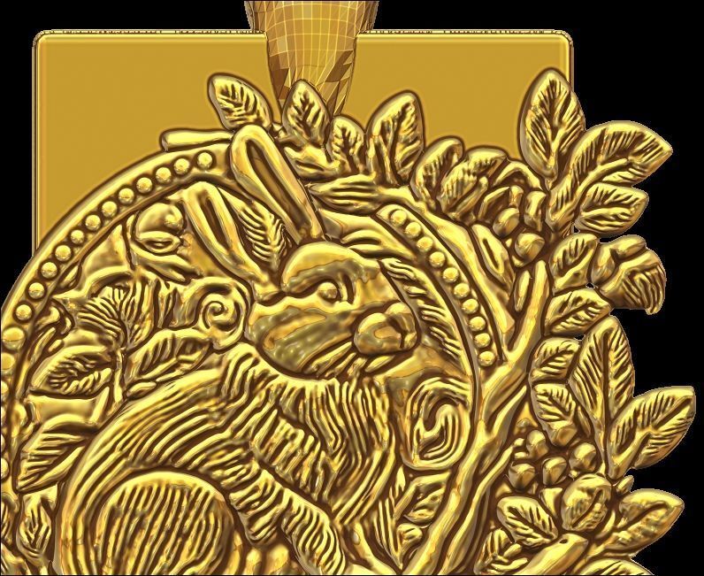 Rabbit in the garden Pendant 3D print model_5