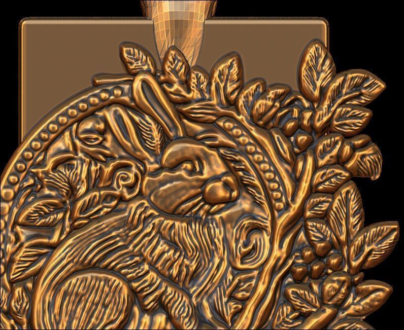 Rabbit in the garden Pendant 3D print model_2