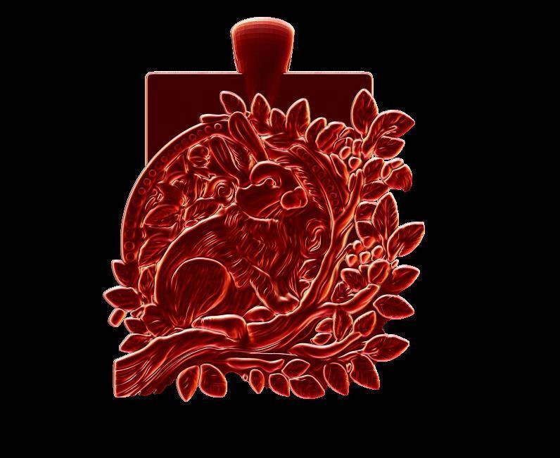 Rabbit in the garden Pendant 3D print model_14